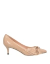 Pollini Woman Pumps Sand Size 6 Goat Skin In Neutral