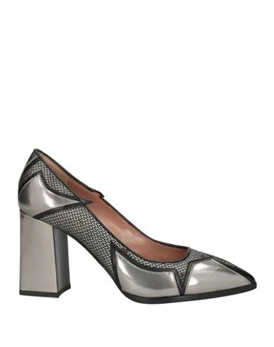 Pollini Woman Pumps Silver Size 6 Leather, Textile Fibers
