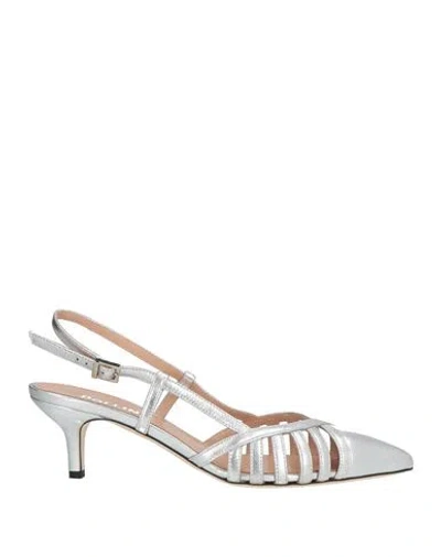 Pollini Woman Pumps Silver Size 8.5 Leather