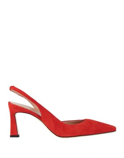 Pollini Woman Pumps Tomato Red Size 8 Goat Skin