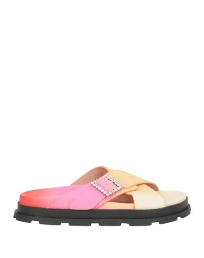 Pollini Woman Sandals Apricot Size 7 Leather In Multi