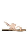 Pollini Woman Sandals Beige Size 8 Calfskin In Beige