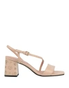 Pollini Woman Sandals Beige Size 8 Leather