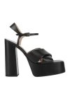 Pollini Woman Sandals Black Size 10 Leather In Black