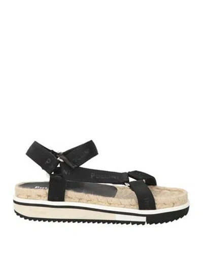 Pollini Woman Sandals Black Size 10 Textile Fibers