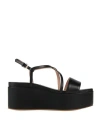 Pollini Woman Sandals Black Size 11 Leather In Black