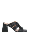 Pollini Woman Sandals Black Size 6 Cowhide In Black