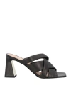 Pollini Woman Sandals Black Size 6 Leather In Black