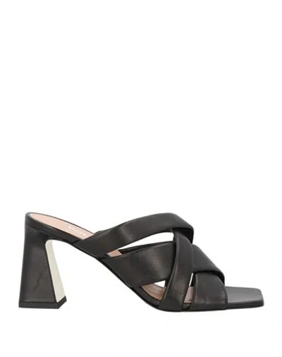Pollini Woman Sandals Black Size 6 Leather
