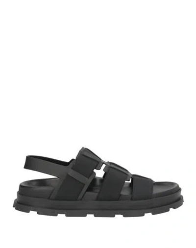 Pollini Woman Sandals Black Size 6 Leather, Textile Fibers