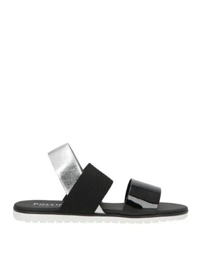 Pollini Woman Sandals Black Size 6 Textile Fibers