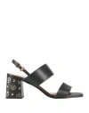 Pollini Woman Sandals Black Size 7 Calfskin