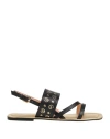 Pollini Woman Sandals Black Size 7 Calfskin