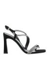 Pollini Woman Sandals Black Size 7 Leather