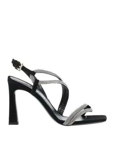 Pollini Woman Sandals Black Size 7 Leather