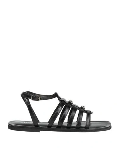 Pollini Woman Sandals Black Size 7 Leather