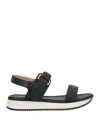 Pollini Woman Sandals Black Size 7 Leather