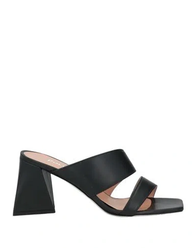 Pollini Woman Sandals Black Size 7 Leather