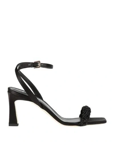 Pollini Woman Sandals Black Size 7 Textile Fibers