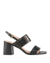 Pollini Woman Sandals Black Size 8 Calfskin