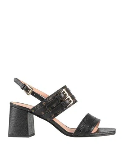 Pollini Woman Sandals Black Size 8 Calfskin