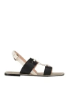 Pollini Woman Sandals Black Size 8 Calfskin