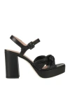 Pollini Woman Sandals Black Size 8 Leather In Black
