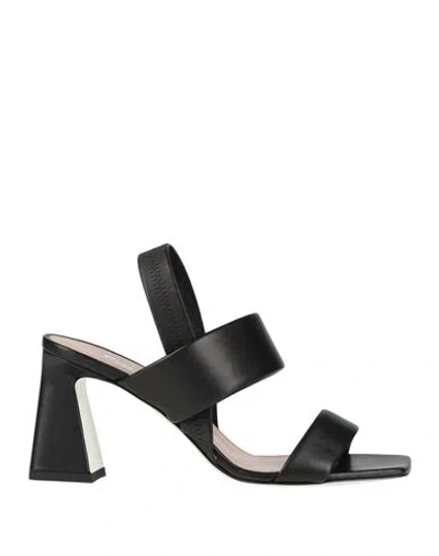 Pollini Woman Sandals Black Size 8 Leather