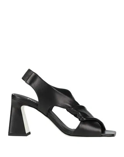 Pollini Woman Sandals Black Size 8 Leather