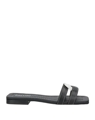 Pollini Woman Sandals Black Size 8 Leather