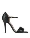 Pollini Woman Sandals Black Size 8 Leather In Black