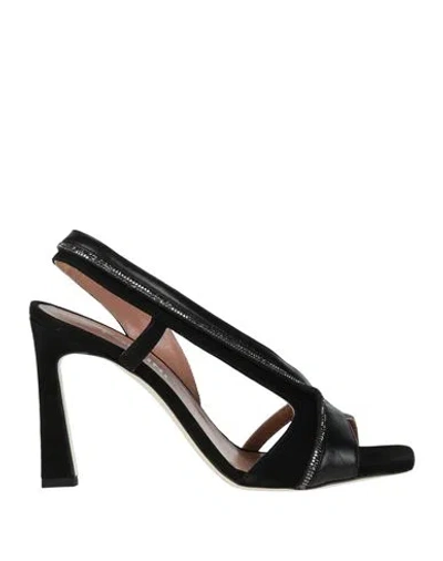 Pollini Woman Sandals Black Size 8 Leather