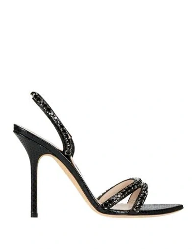 Pollini Woman Sandals Black Size 8 Leather