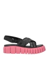 Pollini Woman Sandals Black Size 11 Leather In Black