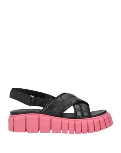 Pollini Woman Sandals Black Size 11 Leather