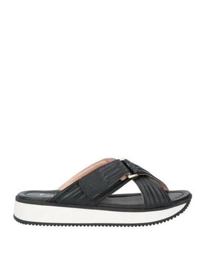 Pollini Woman Sandals Black Size 8 Leather