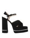 Pollini Woman Sandals Black Size 8 Leather In Black
