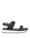 Pollini Woman Sandals Black Size 8 Leather In Black