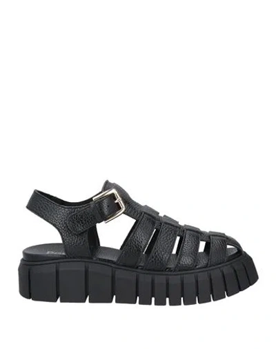 Pollini Woman Sandals Black Size 8 Leather