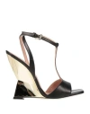 Pollini Woman Sandals Black Size 8 Leather In Black