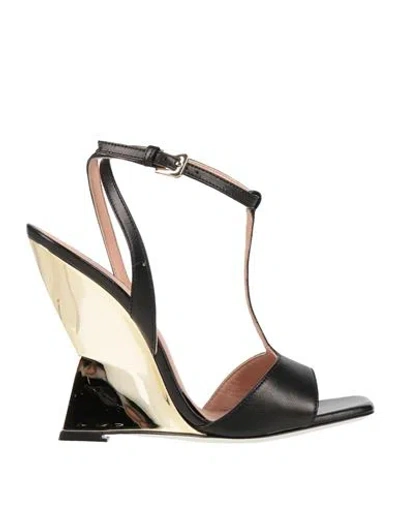 Pollini Woman Sandals Black Size 8 Leather