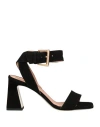 Pollini Woman Sandals Black Size 8 Leather In Black