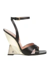 Pollini Woman Sandals Black Size 8 Leather In Black