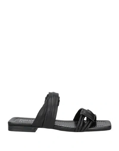 Pollini Woman Sandals Black Size 8 Leather