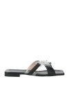 Pollini Woman Sandals Black Size 8 Leather, Plastic