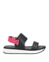 Pollini Woman Sandals Black Size 8 Leather, Textile Fibers