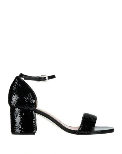Pollini Woman Sandals Black Size 8 Polyester, Polyurethane, Acrylic