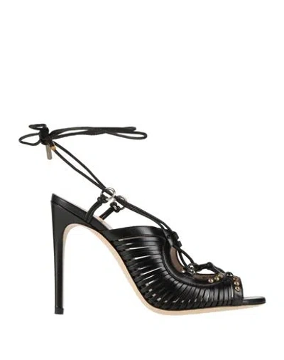 Pollini Woman Sandals Black Size 8 Soft Leather In Multi