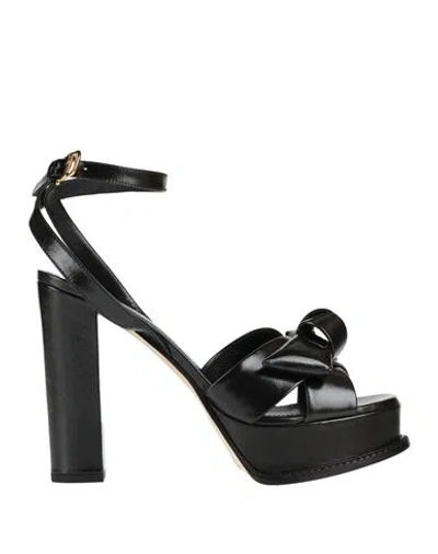 Pollini Woman Sandals Black Size 8.5 Leather