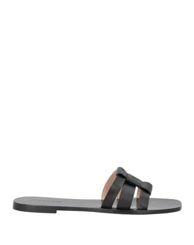Pollini Woman Sandals Black Size 9 Leather